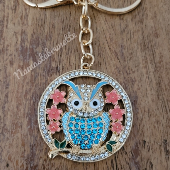 2/$20 Boho Owl Crystal Rhinestone Keychain Bag Charm - Picture 3 of 9